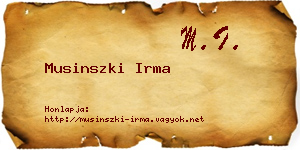 Musinszki Irma névjegykártya